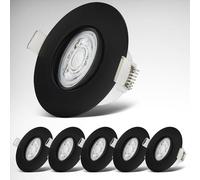 B.K.Licht - Lot de 6 spots LED encastrables 230V, orientables pour salle bain IP65, plafond, lampe bain, 9 x 4,2 cm (DxH), noir