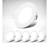 B.K.Licht - Lot de 6 spots LED encastrables 230V plats, lumière blanc neutre, 3W 330lm chacun, Spot, plafond, lampes encastrées, 68mm, 90x28mm (DxH),