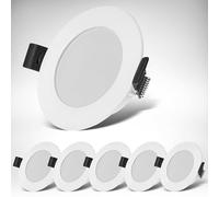 B.K.Licht - Lot de 6 spots LED encastrables 230V, pour salle bain protection contre les éclaboussures IP44, lumière blanc neutre, plafond plats, 85x25mm (DxH),