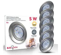 B.K.Licht lot de 6 spots LED encastrables ultra-plats, orientables, 5W, plafonnier design, éclairage encastré intérieur, blanc chaud, 230V, IP23