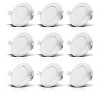 B.K.Licht lot de 9 spots encastrables spéciales salle de bain IP44, protégés contre les projections d'eau, ultra plat, Ø115mm, modules LED 6W, lumière blanche chaude