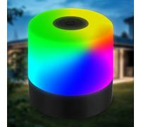 B.K.Licht - Mini lampe de table LED RGBW sans fil IP44 avec touche, changement de couleur, accu, câble USB-C, lampe de chevet, lampe décorative, lampe d'extérieur, chambre d'enfant, 7x7 cm, noir
