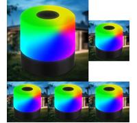 B.K.Licht - Mini lampe de table LED RGBW sans fil IP44 avec touche, changement couleur, accu, câble USB-C, chevet, décorative, d'extérieur, chambre d'enfant, 7x7 cm, noir (Lot de 5)