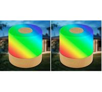B.K.Licht - Mini lampe de table LED RGBW sans fil IP44 avec touche, changement couleur, batterie, câble USB-C, chevet, décorative, à extérieur, 7x7 cm, bois (Lot de 2)
