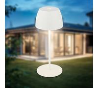 B.K.Licht - Mini lampe de table LED sans fil IP44 avec Touch, variateur continu, batterie & source interchangeables, chevet, décorative, LED, table à batterie, extérieur, 8x20 cm, blanc