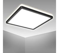 B.K.Licht - Panneau LED à lumière indirecte, plat, couleur de lumière blanc neutre, dalle led, plafond, plafonnier led, lustre salon, lustre cuisine, 29,3x29,3x2,8 cm, noir