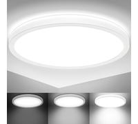 B.K.Licht - Panneau LED à lumière indirecte, plat, intensité lumineuse réglable par paliers, dalle led, plafond, plafonnier led, lustre salon, lustre cuisine, 29,3x2,8 cm, blanc