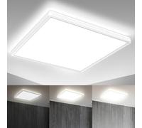 B.K.Licht - Panneau LED à lumière indirecte, plat, intensité lumineuse variable par paliers, panneau led plafond, plafonnier led, lustre salon, lustre cuisine, 42x42x2,9 cm, blanc