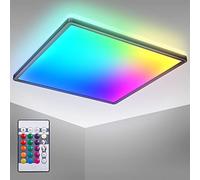 B.K.Licht - Panneau LED à lumière indirecte, télécommande, lumière colorée RGB+W, dalle led, plafond, plafonnier led, lustre salon et cuisine et chambre, 42x42x3 cm, noir