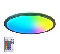 B.K.Licht - Panneau LED à lumière indirecte, télécommande, lumière multicolore RGB+W, dalle led, plafond, plafonnier led, lustre salon et cuisine et chambre, 42x3 cm, noir
