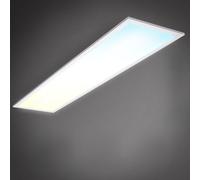 B.K.Licht - Panneau LED avec télécommande, à intensité variable, dalle led, plafond, plafonnier led, lustre salon et cuisine et chambre, panneaux led, 100x25x6,3 cm, blanc