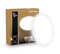 B.K.Licht - Panneau LED plat avec éclairage indirect, lumière blanc neutre, protection IP44, plafonnier salle de bain, lustre cuisine, lustre salon, 42 x 3 cm, blanc