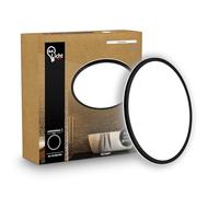 B.K.Licht - Panneau LED plat avec éclairage indirect, lumière blanc neutre, protection IP44, plafonnier salle de bain, lustre cuisine, lustre salon, 29 x 3 cm, noir