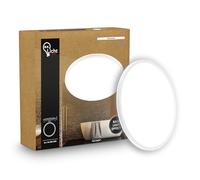 B.K.Licht - Panneau LED plat avec éclairage indirect, lumière blanc neutre, protection IP44, plafonnier salle de bain, lustre cuisine, lustre salon, 24 x 3 cm, blanc