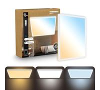 B.K.Licht - Panneau LED plat avec télécommande, CCT réglable de chaud à lumière du jour, intensité réglable, IP44, plafonnier salle de bain, lustre cuisine, lustre salon, 42x42x3 cm, blanc