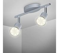 Plafonnier LED GU10 lustre plafond titane 230V 2 spots orientable 6W 500lm salon