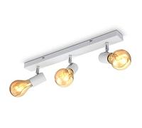 B.K.Licht plafonnier 3 spots orientables design vintage, style industriel en blanc mat pour salon, salle à manger, chambre, pour ampoules E27 max. 60W, livrée sans ampoules, longueur 48cm