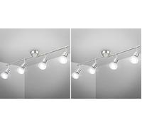 B.K.Licht plafonnier 4 spots pivotants & orientables, 4 ampoules LED 5W GU10, barre spots plafond salon salle à manger cuisine couloir, lumière blanche neutre 4000K (Lot de 2)