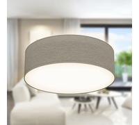 B.K.Licht - Plafonnier avec abat-jour en tissu, douille E27, max. 40 watts, lustre, lustre salon, lustre chambre, luminaire plafonnier, lustre cuisine, plafonnier salon, 30x10 cm, taupe