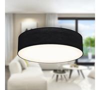 B.K.Licht - Plafonnier avec abat-jour en tissu, douille E27, max. 40 watts, lustre, lustre salon, lustre chambre, luminaire plafonnier, lustre cuisine, plafonnier salon, 38x10 cm, noir