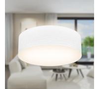B.K.Licht - Plafonnier avec abat-jour en tissu, douille E27, max. 40 watts, lustre salon, lustre chambre, luminaire plafonnier, plafond cuisine, plafonnier salon, 30x10 cm, blanc