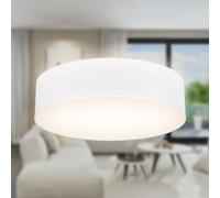 B.K.Licht - Plafonnier avec abat-jour en tissu, douille E27, max. 40 watts, lustre salon, lustre chambre, luminaire plafonnier, lampe cuisine, plafonnier salon, 38x10 cm, blanc