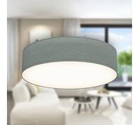 B.K.Licht - Plafonnier avec abat-jour en tissu, douille E27, max. 40 watts, lustre, lustre salon, lustre chambre, luminaire plafonnier, lustre cuisine, plafonnier salon, 38x10 cm, gris
