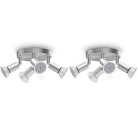 B.K.Licht plafonnier LED, 4 spots pivotants, avec ampoules LED GU10 3W 250lm, lumière blanche chaude, éclairage plafond chambre, salon salle à manger cuisine, Ø18cm (Lot de 2)