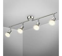 B.K.Licht plafonnier LED 4 spots pivotants & orientables, inclus 4 ampoules LED 2,9W GU10, barre spots plafond salon salle à manger cuisine couloir, 2 bras tournants, lumière blanche chaude