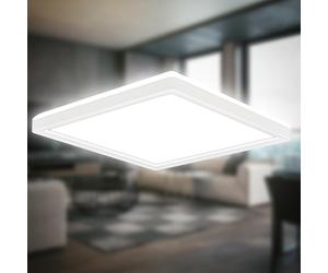 B.K.Licht - Plafonnier LED à lumière indirecte, 3cm plat, lumière blanc neutre, lampe LED, plafonnier LED, lampe de salon, panneau LED, lampe de cuisine, éclairage plafond, 24x24x3 cm, Blanc