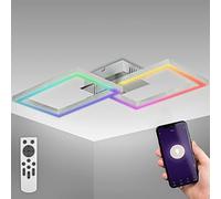 B.K.Licht Plafonnier LED connecté WiFi I App et télécommande I dimmable I CCT I RVB I commande vocale I compatible iOS & Android