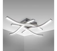 B.K.Licht plafonnier LED design moderne, éclairage plafond en forme de vague, modules LED 20W s, 2.000Lm, lumière blanche neutre 4000K, finition aluminium