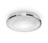 B.K.Licht Plafonnier LED I décor étoilé I LED 15W I 1500lm I blanc neutre 4000K I finition chrome I Ø329mmm I éclairage plafond
