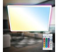 B.K.Licht - Plafonnier LED Magic plat avec télécommande, rétroéclairage RGB, CCT, intensité variable, plafonnier salon, panneau chambre d'enfant, plafond, 42x42x3 cm, blanc