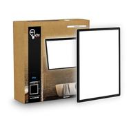 B.K.Licht - Plafonnier LED plat avec éclairage indirect, lumière blanc neutre, protection IP44, plafonnier salle de bain, lustre cuisine, lustre salon, 42 x 42 x 3 cm, noir