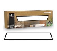 B.K.Licht - Plafonnier LED plat avec éclairage indirect, lumière blanc neutre, protection IP44, plafonnier salle de bain, lustre cuisine, lustre salon, 98 x 20 x 3 cm, noir