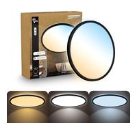 B.K.Licht - Panneau LED plat avec télécommande, CCT réglable de chaud à lumière du jour, intensité réglable, IP44, plafonnier salle de bain, lustre cuisine, lustre salon, 42 x 3 cm, noir