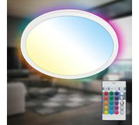 B.K.Licht - Plafonnier LED plat avec télécommande, rétro-éclairage RGBIC, surface lumineuse CCT, dimmable, lampe de salon, panneau chambre d'enfant, plafond, 29x3 cm (DxH), blanc