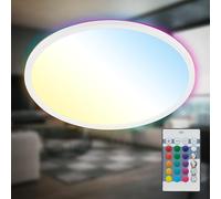 B.K.Licht - Plafonnier LED plat avec télécommande, rétroéclairage RGBIC, surface d'éclairage CCT, intensité lumineuse variable, lampe de salon, panneau chambre d'enfant, blanc