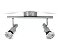 B.K.Licht plafonnier SDB LED 2 spots orientables, IP44, luminaire plafond salle d'eau, ampoules 5W GU10 incl., 400Lm par ampoule, blanc chaud 3000K