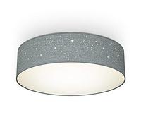 B.K.Licht - plafonnier tissu gris avec décor étoile, éclairage plafond chambre, salon, salle à manger, lustre salon, lustre chambre, luminaires intérieur, 2 douilles E27 pour ampoules de 40Wmax, Ø38cm