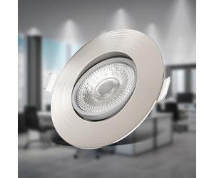 B.K.Licht - Set de 3 spots LED encastrables à intensité variable, orientables, dimensions du trou 68mm, spots LED, spot encastrable, spot led encastrable extra plat, 90x24 mm, nickel mat