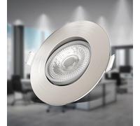 B.K.Licht - Set de 6 spots LED encastrables à intensité variable en continu, orientables, dimensions du trou 68mm, spots LED, spot encastrable, spot led encastrable extra plat, 90x24 mm, nickel mat