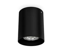 B.K.Licht spot en saillie rond, Ø 80mm, douille GU10 pour ampoule LED ou halogène de 50W max, spot plafond noir en métal, éclairage plafond moderne, profondeur 95mm, IP20
