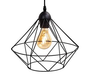 B.K.Licht suspension design rétro, lustre moderne style industriel métal, éclairage plafond vintage, Ø32cm, pour ampoule E27 max. 40W, noir, hauteur 110cm