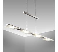 B.K.Licht - Suspension LED réglable en hauteur continu, couleur de lumière blanc chaud, 4 platines suspension d'éclairage intérieur, suspension, luminaire 85,4x8x120cm, nickel mat
