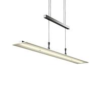 B.K.Licht - Suspension luminaire LED réglable en hauteur continu, dimmable par touche, couleur de lumière blanc chaud, suspension d'éclairage intérieur, cuisine, 85x175 cm, nickel mat