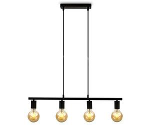 B.K.Licht suspension vintage design industriel en noir mat pour 4 ampoules E27, livrée sans ampoules, hauteur 120cm, largeur 75,5cm