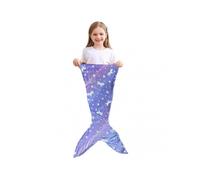 (B)Kids Mermaid Tail Blanket Soft Warm Plush Sleeping Bag Glow in the Dark Wearable Sleeping Sack Photo Prop Throw Blanket