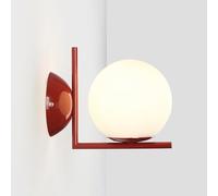 B·LED BARCELONA LED Applique murale ATOM boule verre Ø15cm - lampe murale intérieure moderne rouge - lumière douce opale - pour salon chambre couloir - compatible ampoule E27 G45 (non incluse)